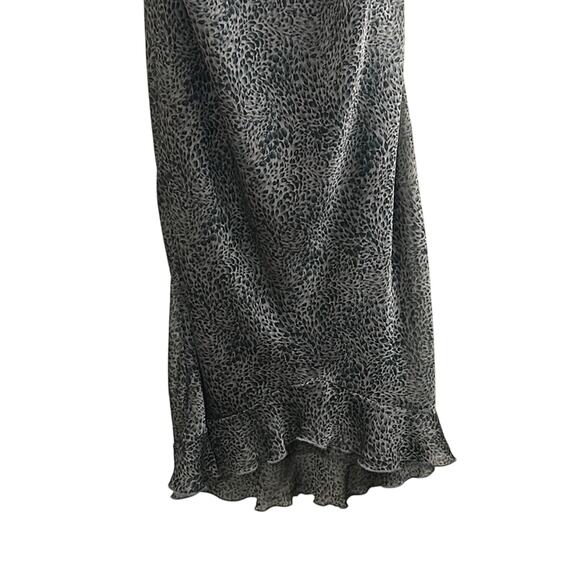Rampage Silver Gray Animal Ruffled Midi Slip Dress Y2K Spaghetti Straps Size 11 - Picture 4 of 9